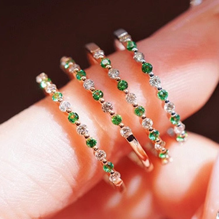 Silver Emerald Green Ring