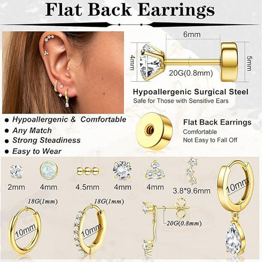Multi Flat Back Earring