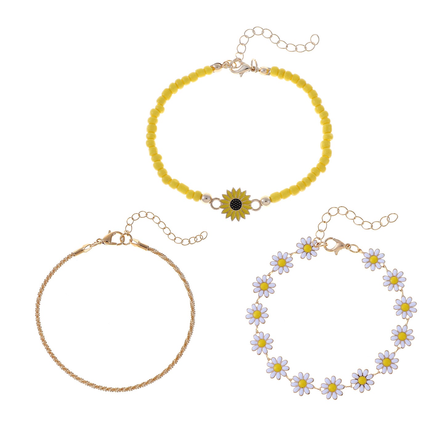 Oil Flower Beautiful Little Daisy Stacked Bracelet Ankle