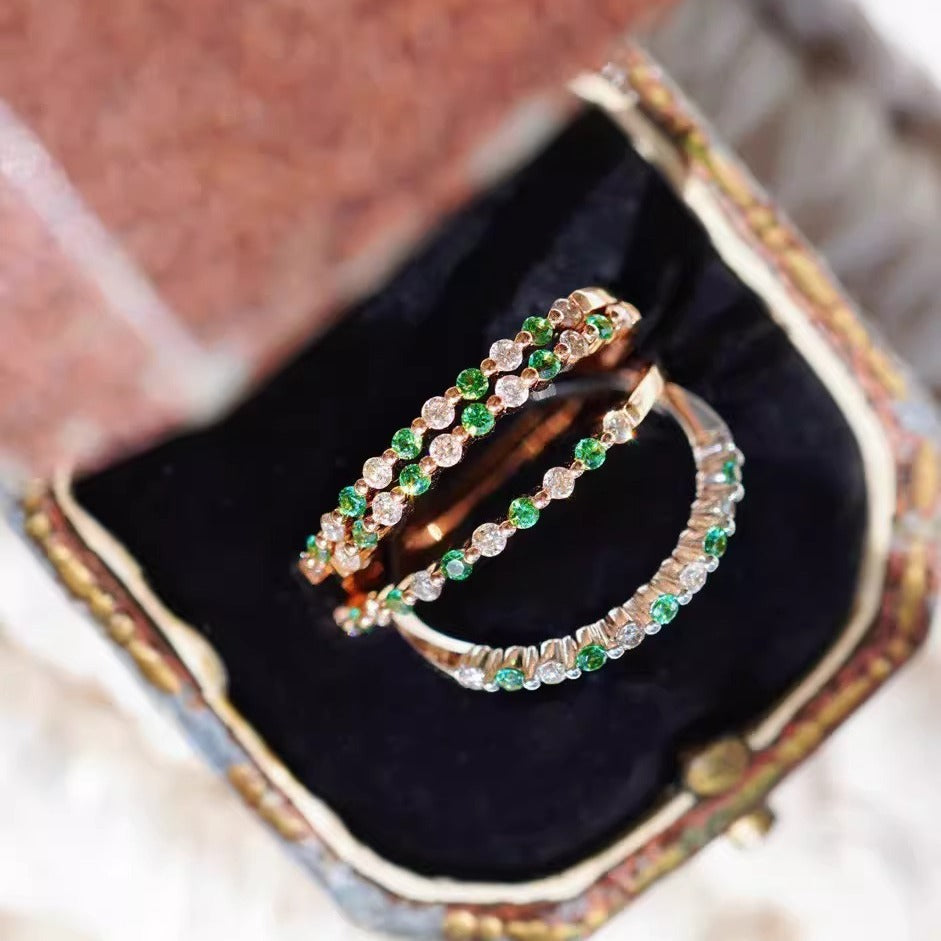 Silver Emerald Green Ring