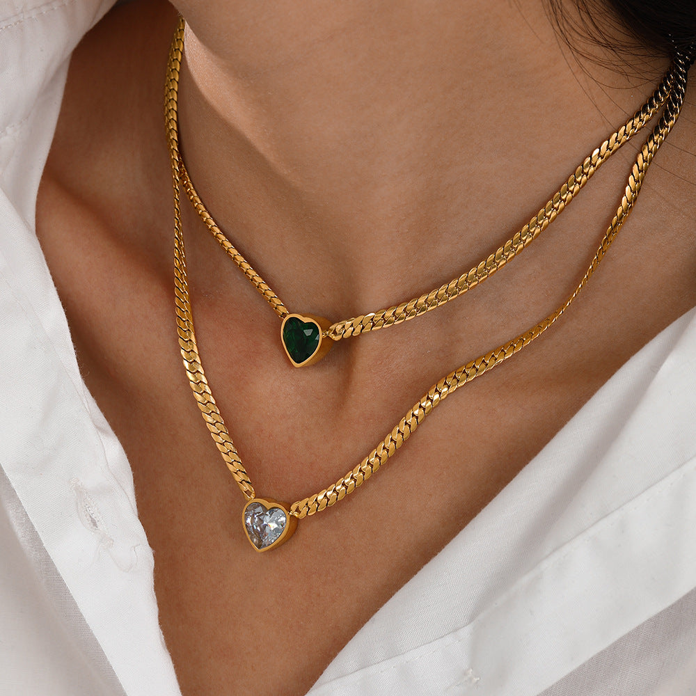Viral Heart Necklace Set & Bracelet