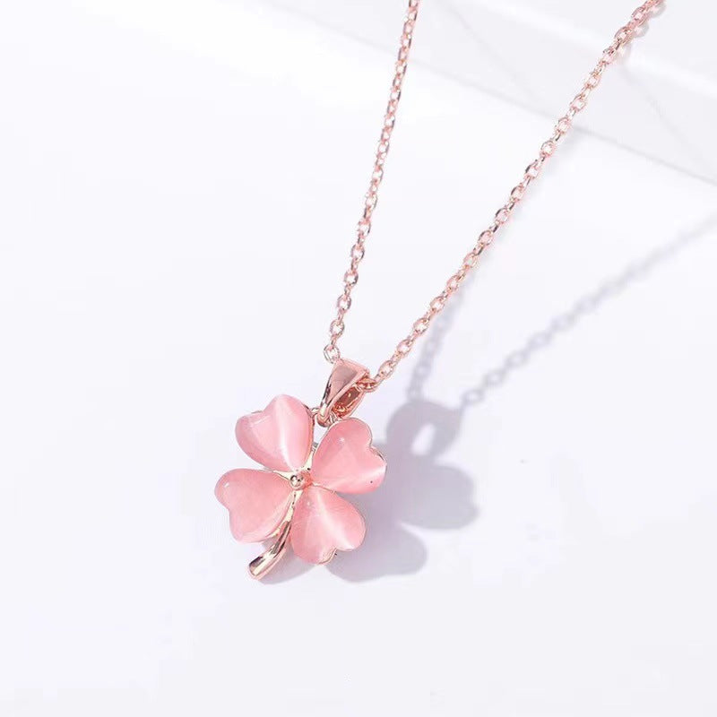 Pink Diamond Flower Necklace & Bracelet