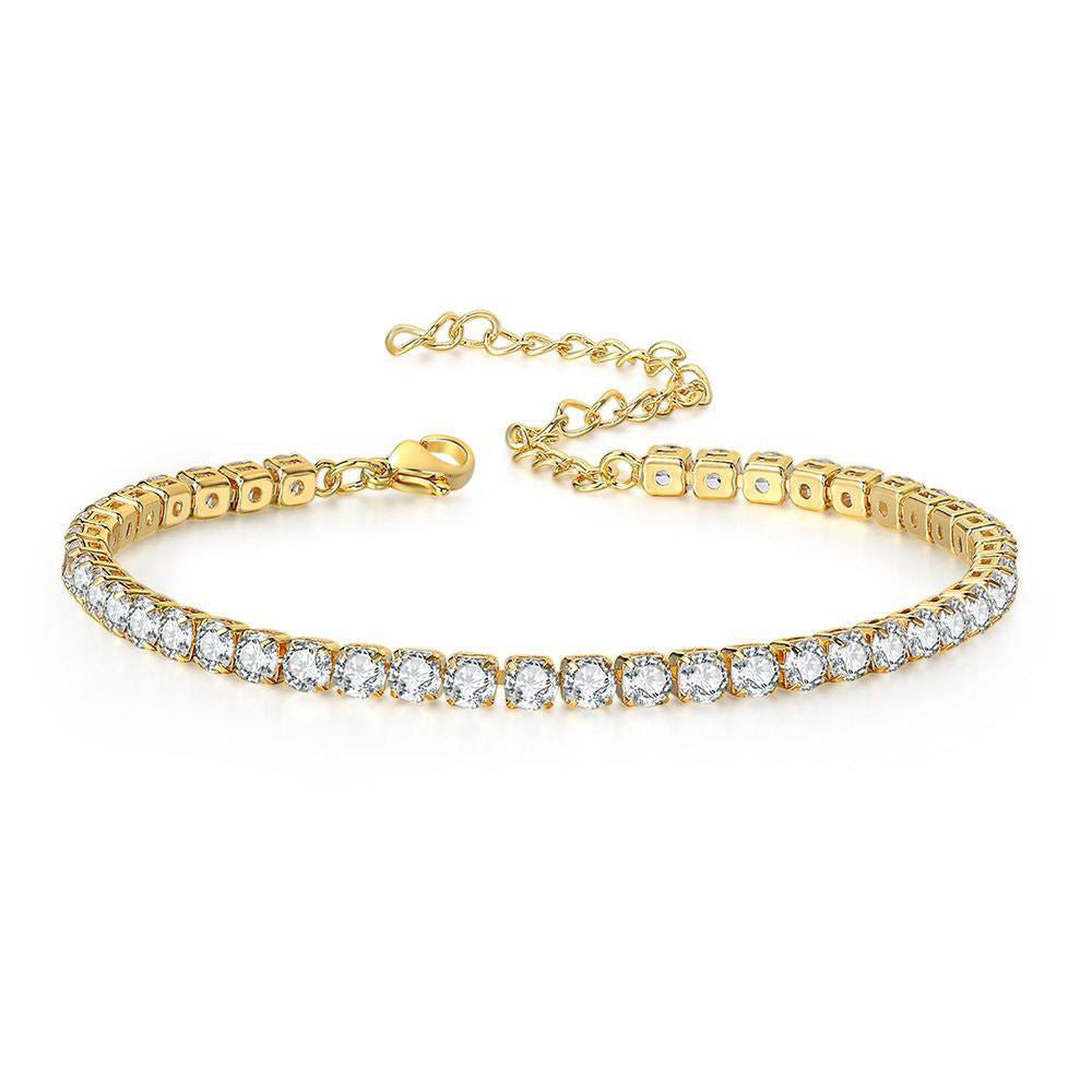 The new cross-border stainless steel diamond bracelets from Europe and the United States are cold and indifferent, and there are many rows of diamond micro-inlaid zircon jewelry, men's and women's hand jewelry