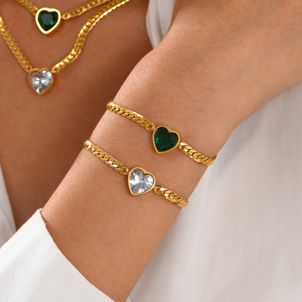 Viral Heart Necklace Set & Bracelet