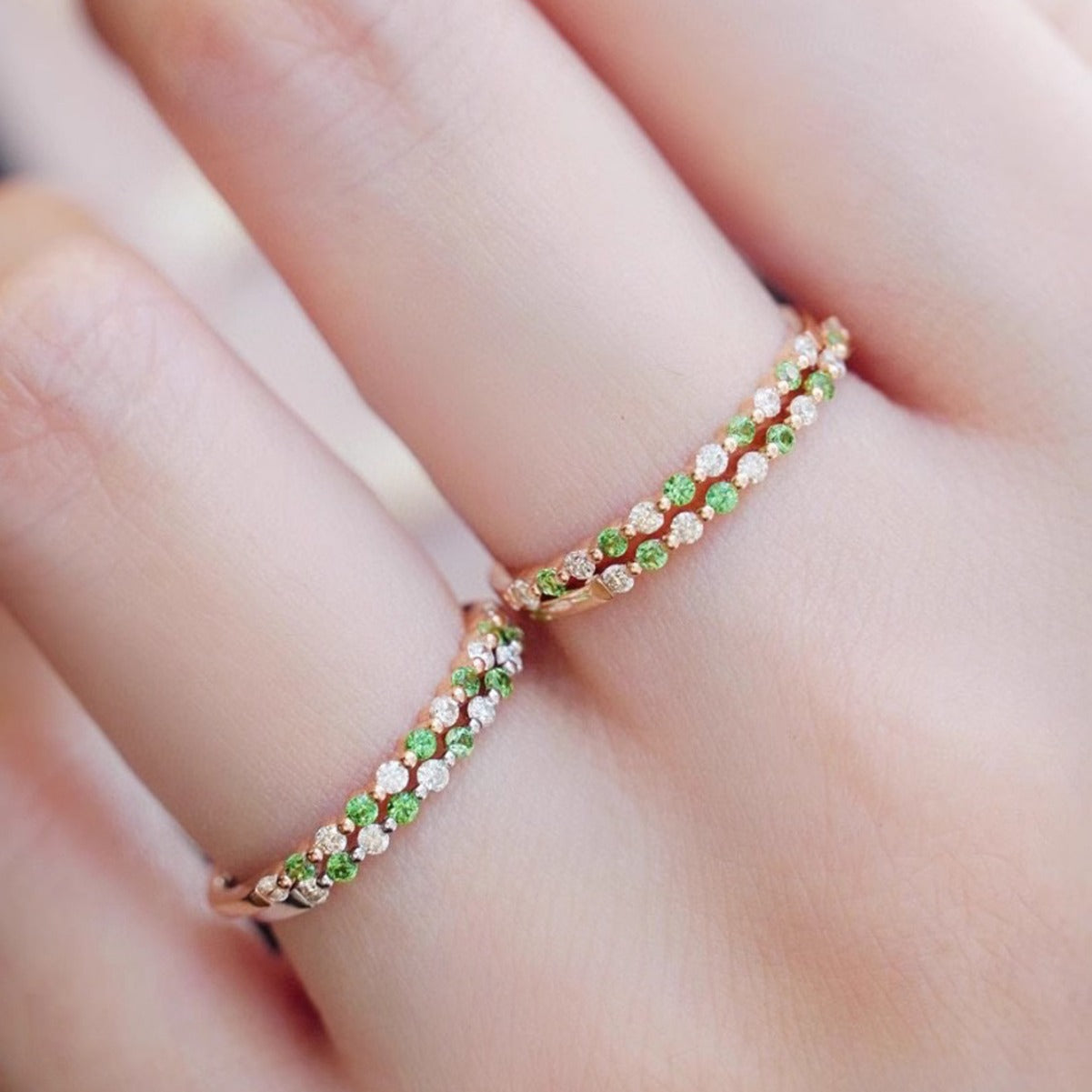 Silver Emerald Green Ring