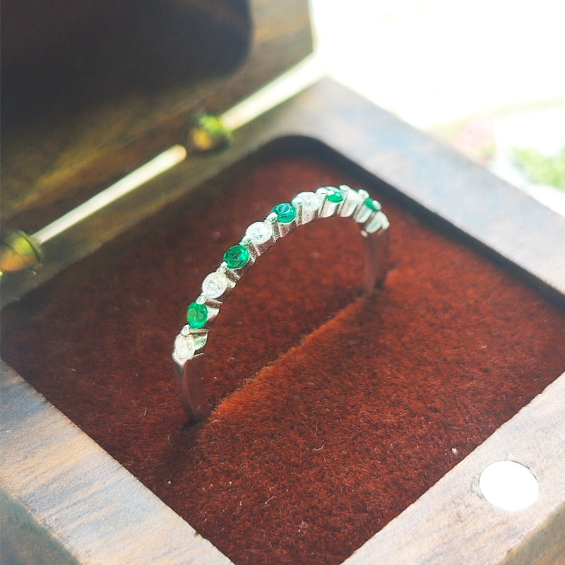 Silver Emerald Green Ring