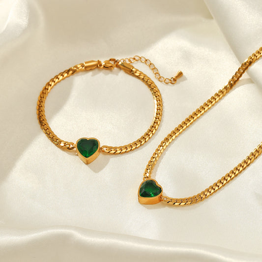 Viral Heart Necklace Set & Bracelet