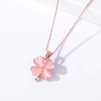 Pink Diamond Flower Necklace & Bracelet